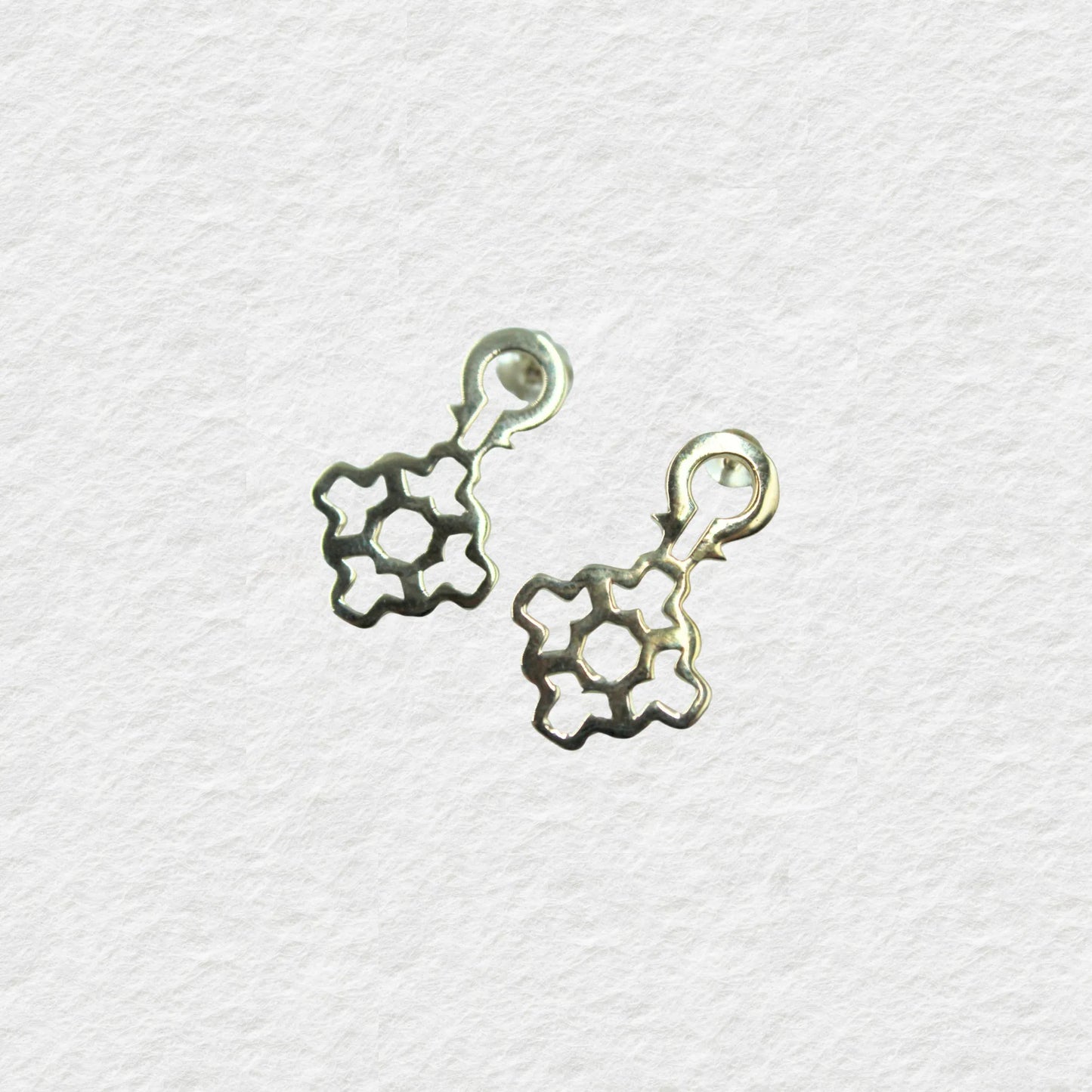 Labyrinth Key Earrings (Brass)