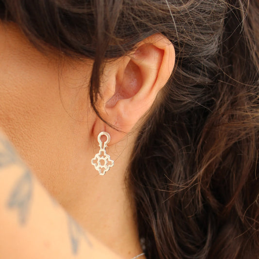 Labyrinth Key Earrings (Brass)