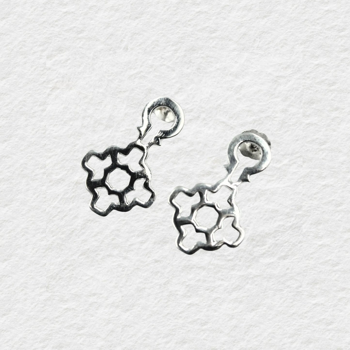 Labyrinth Key Earrings (Silver)