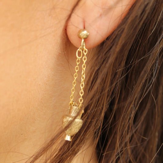 Mythological Vase Earrings (Brass With Gold-Plated Silver Chains)