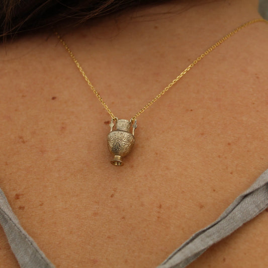 Mythological Vase Pendant (Brass With 45cm Gold-Plated Silver Chain)