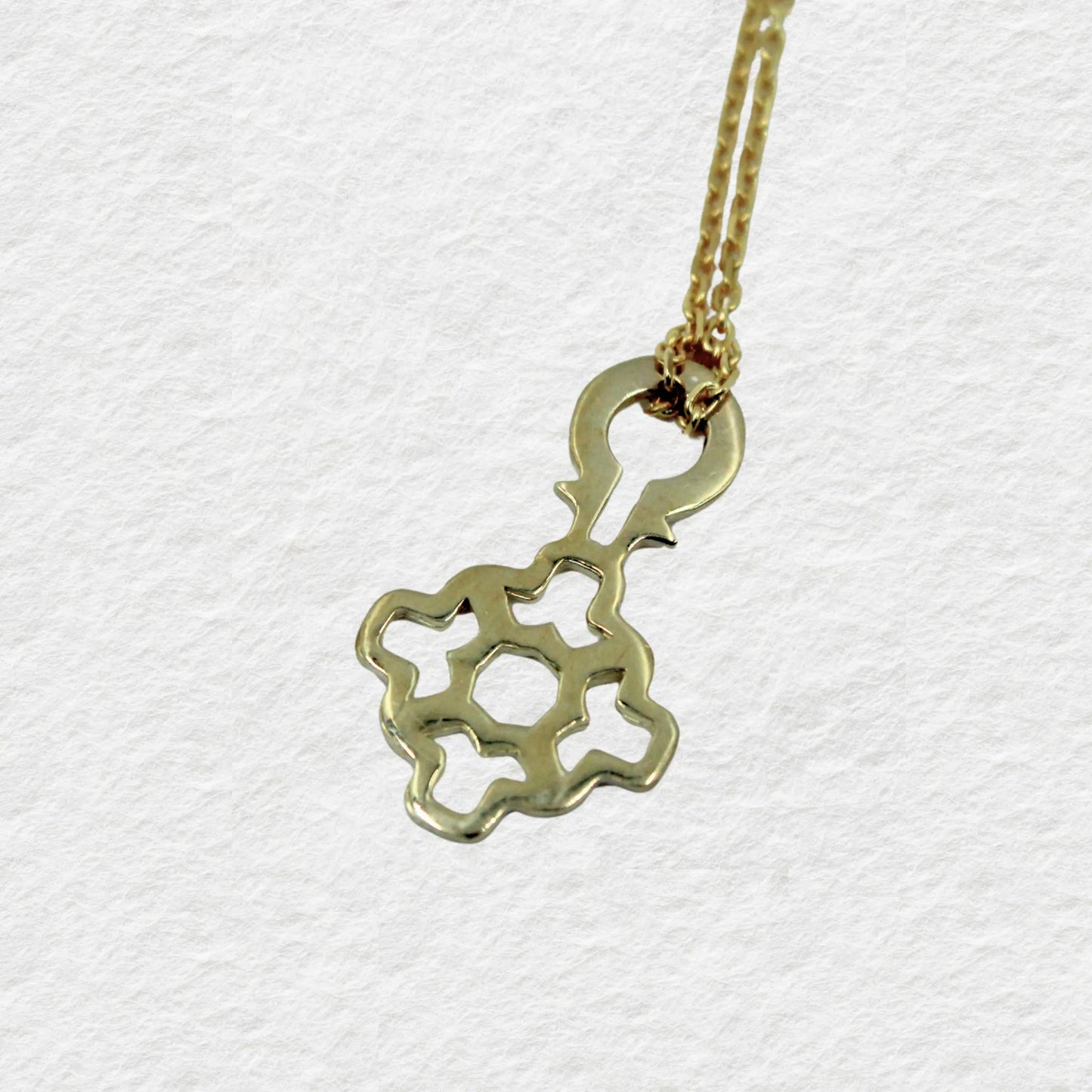 Labyrinth Key Pendant (Brass With 45cm Gold-Plated Silver Chain)