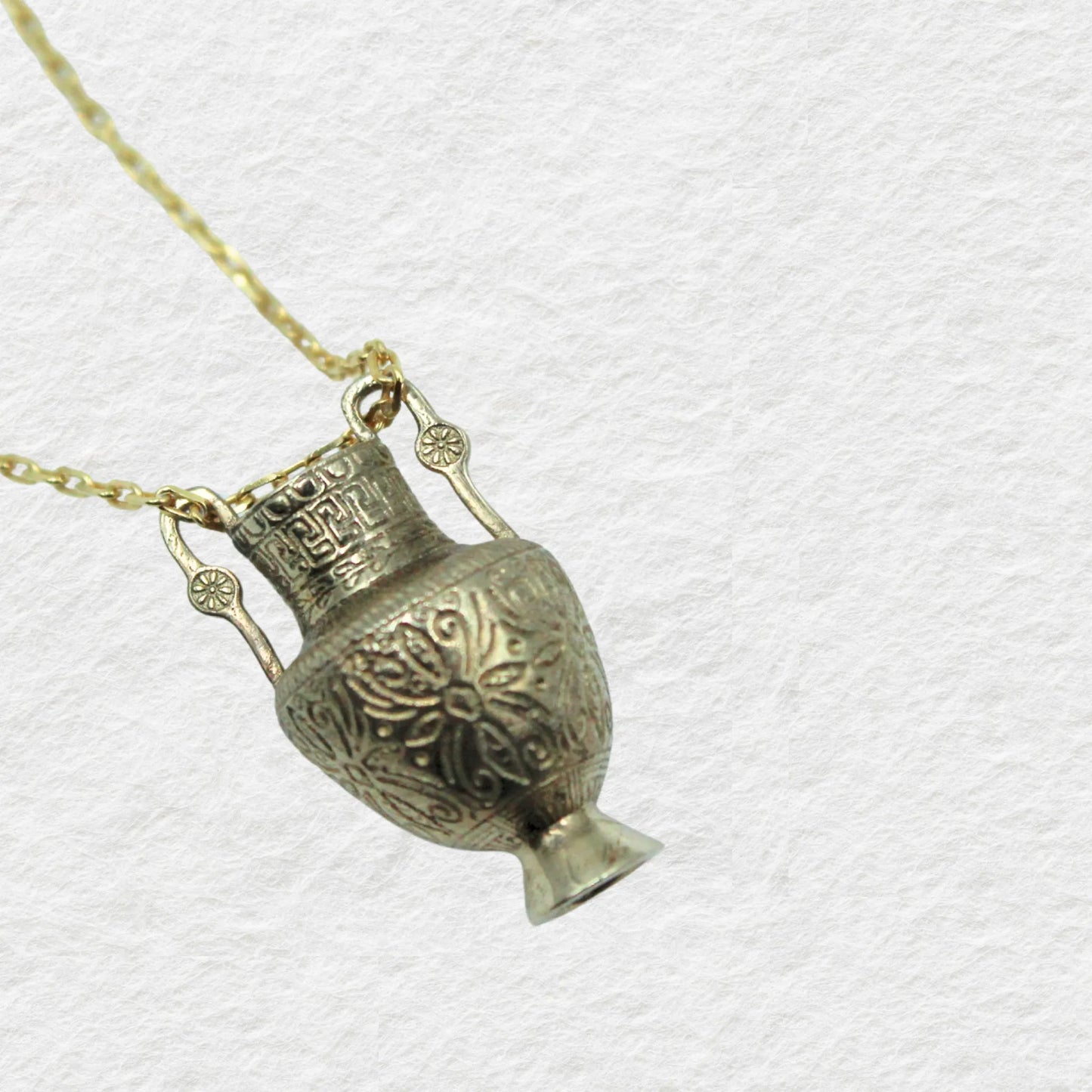 Mythological Vase Pendant (Brass With 45cm Gold-Plated Silver Chain)